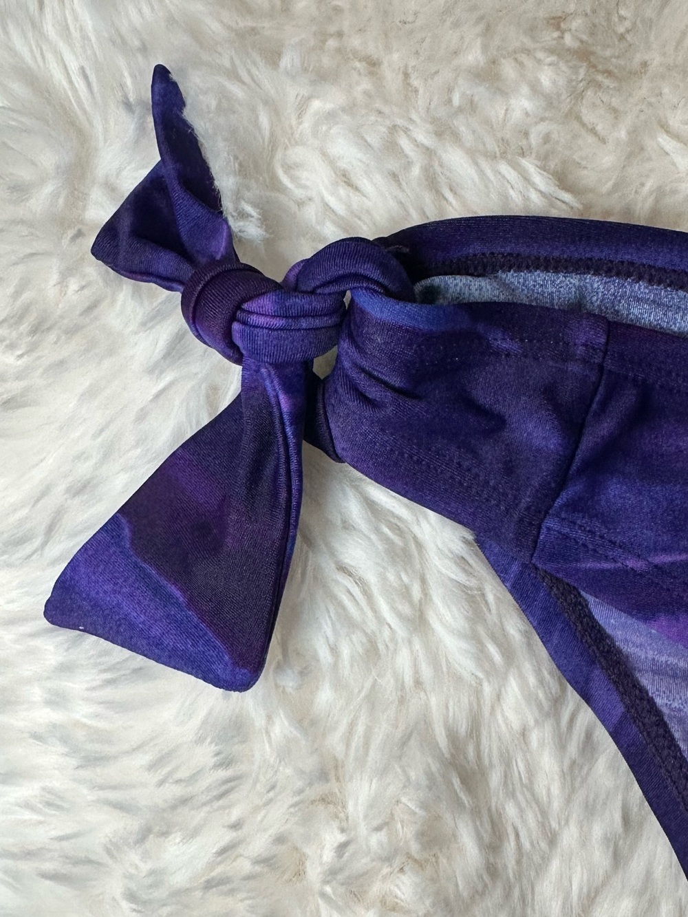 Exhilaration Purple Bandeau Bikini Set Tie Side Swimsuit Watercolor Print - Picture 16 of 16